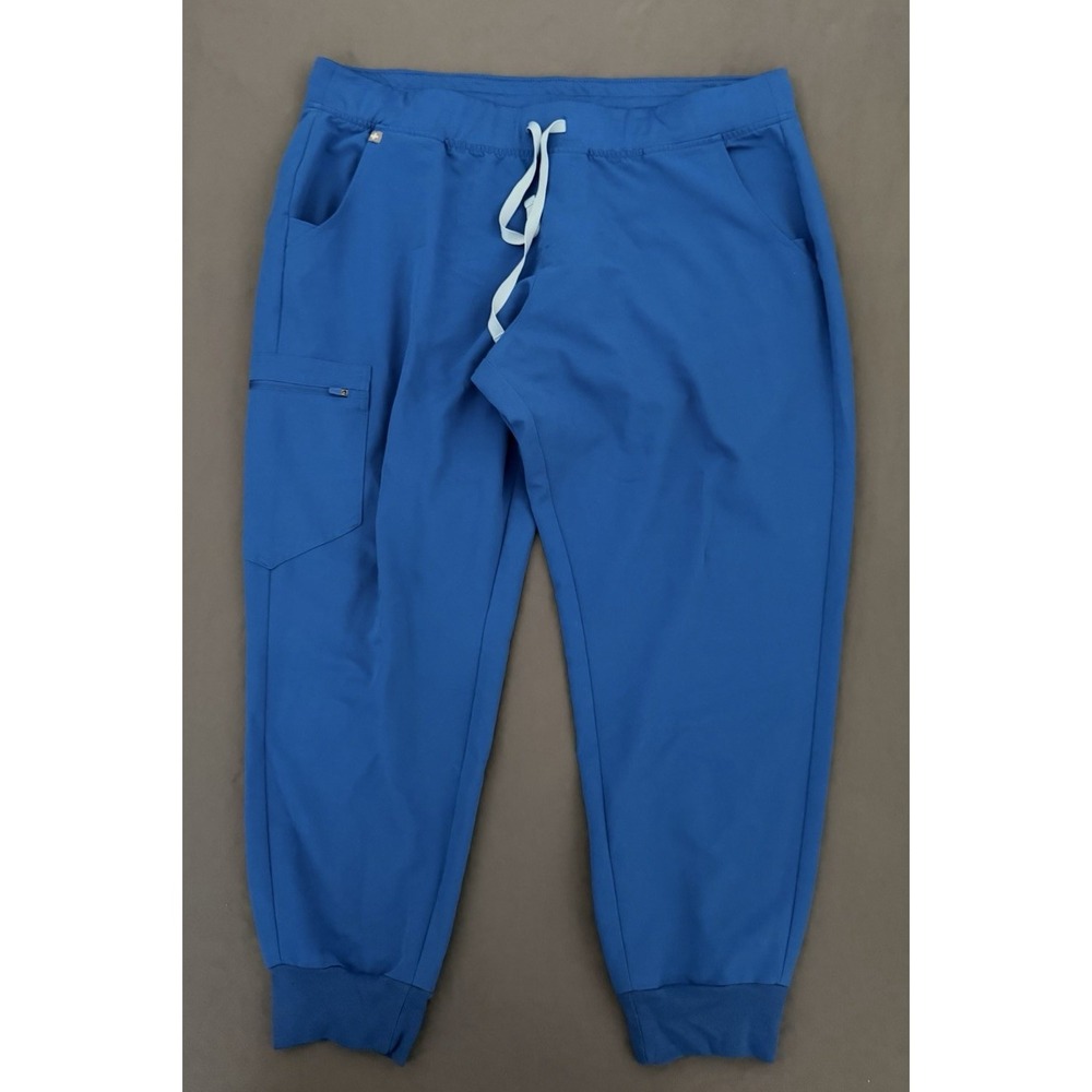 FIGS Technical Collection Womens Scrub Pants Sz XXL Blue Jogger Cargo Drawstring